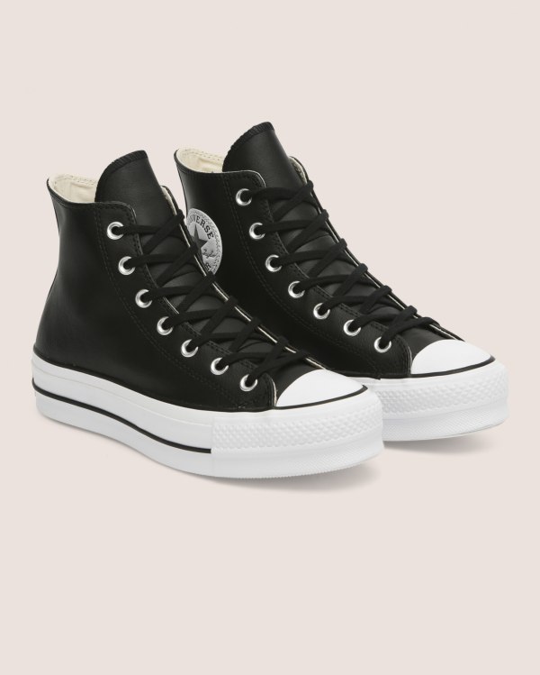 Converse Chuck Taylor All Star Lift Clean Leather Sort Sko Danmark - Converse Høje Sneakers Dame - 9